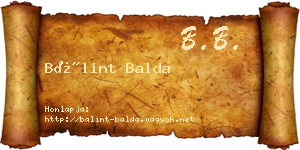 Bálint Balda névjegykártya